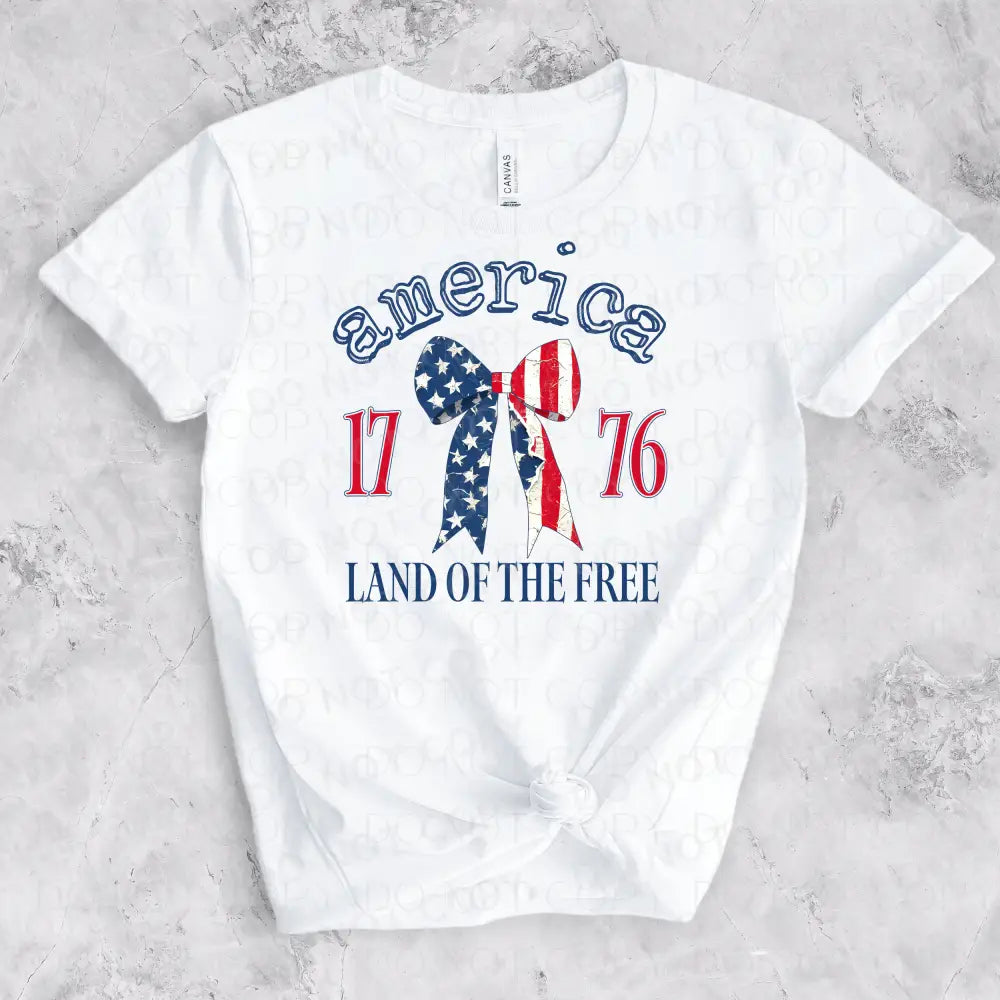 America Land Of The Free Croquette Bow Print Dtf Transfer