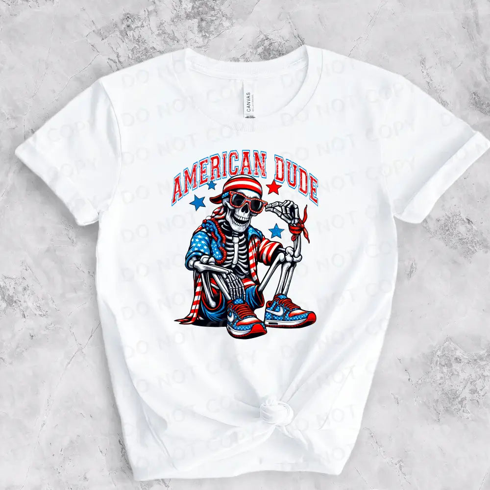 American Dude Skeleton Dtf Transfers Ready To Press Heat Transfer Direct Film Print