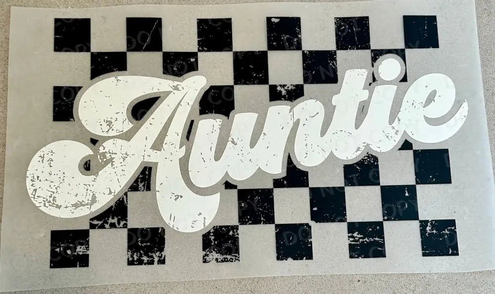 Auntie Retro Checked Black And White Day Dtf Transfers Ready To Press Heat Transfer Direct Film