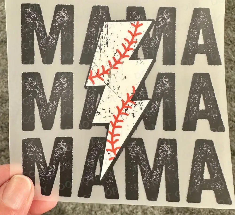 Baseball Mama Lightening Bolt Dtf Transfers Clear Film Prints Ready To Press Heat Transfer Direct