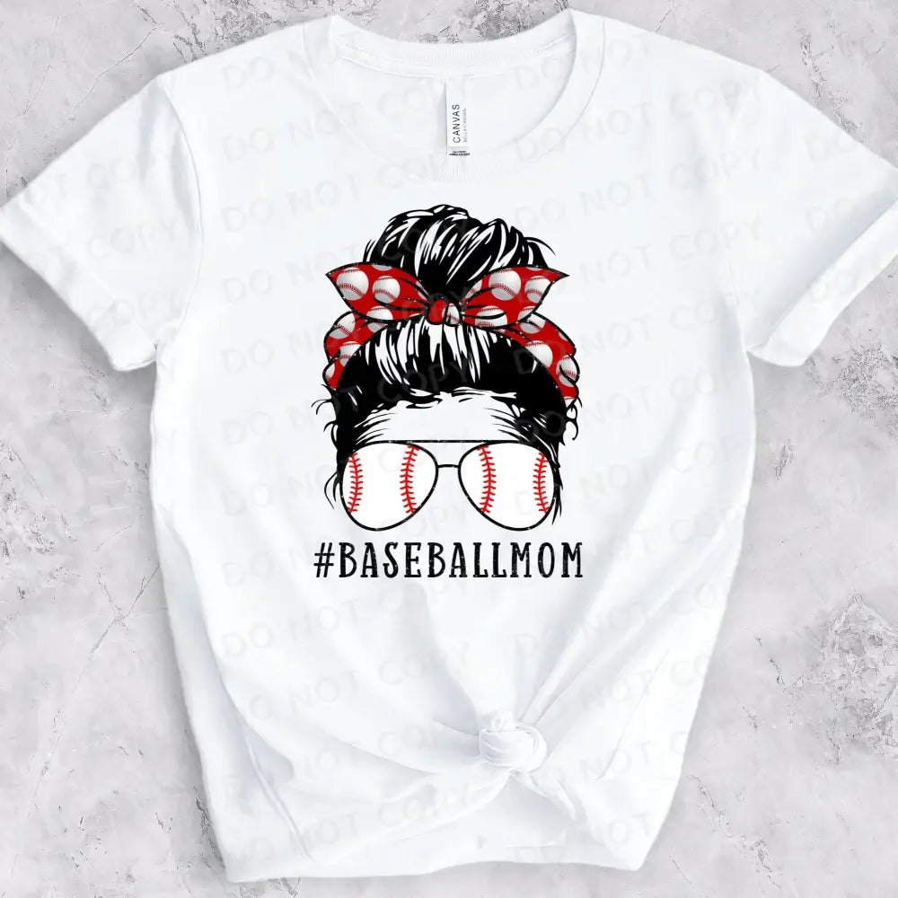 Baseball Mom Messy Bun Sunglasses Dtf Transfers Clear Film Prints Ready To Press Heat Transfer