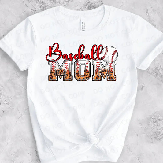 Baseball Mom Red Leopard Dtf Transfers Clear Film Prints Ready To Press Heat Transfer Direct Print