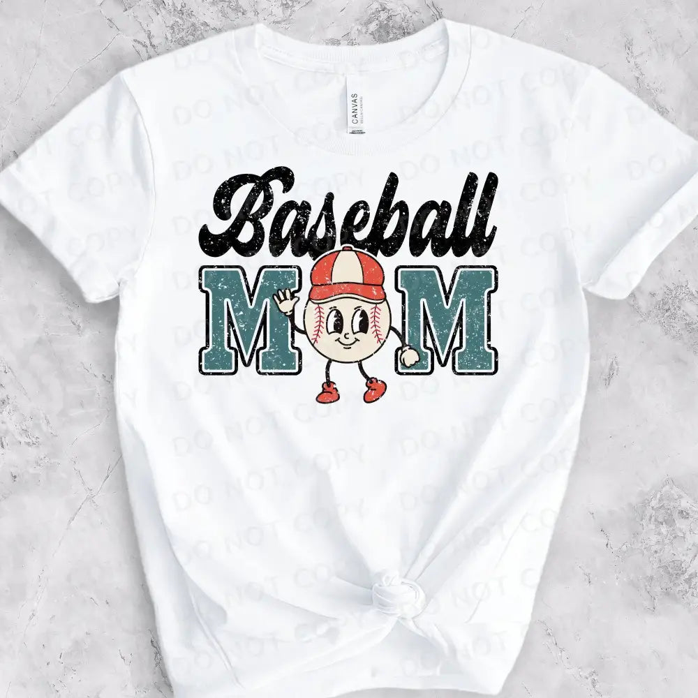 Baseball Mom Retro Distressed Ball Dtf Transfers Clear Film Prints Ready To Press Heat Transfer
