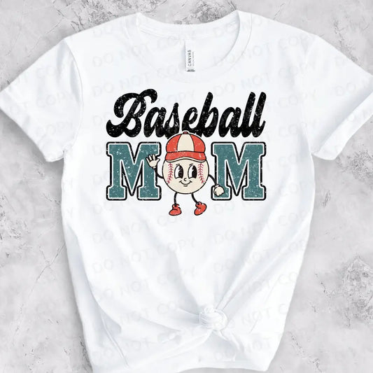 Baseball Mom Retro Distressed Ball Dtf Transfers Clear Film Prints Ready To Press Heat Transfer