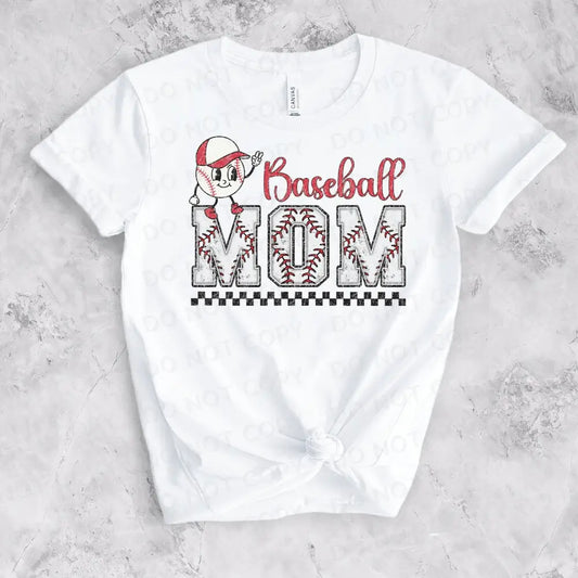 Baseball Mom Retro Distressed Cute Dtf Transfers Clear Film Prints Ready To Press Heat Transfer