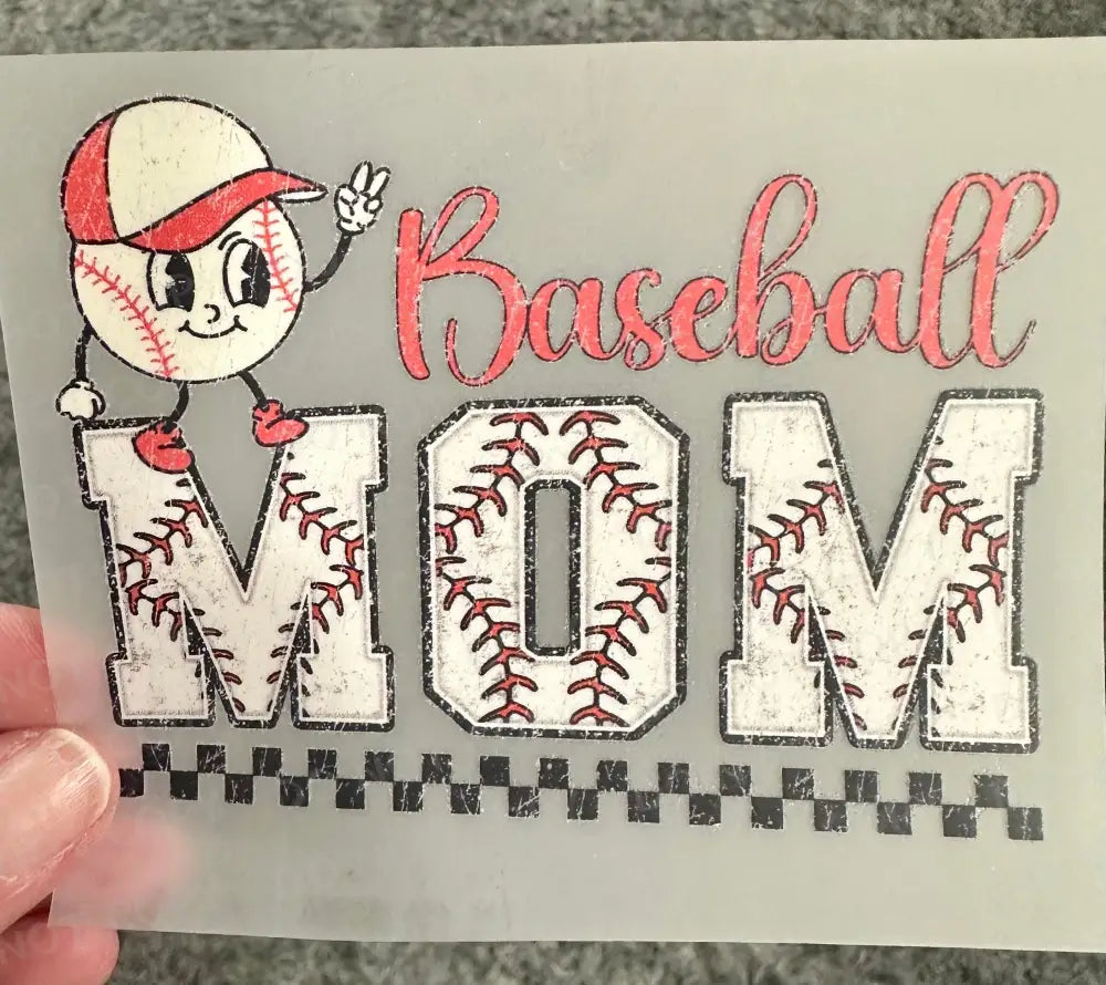 Baseball Mom Retro Distressed Cute Dtf Transfers Clear Film Prints Ready To Press Heat Transfer