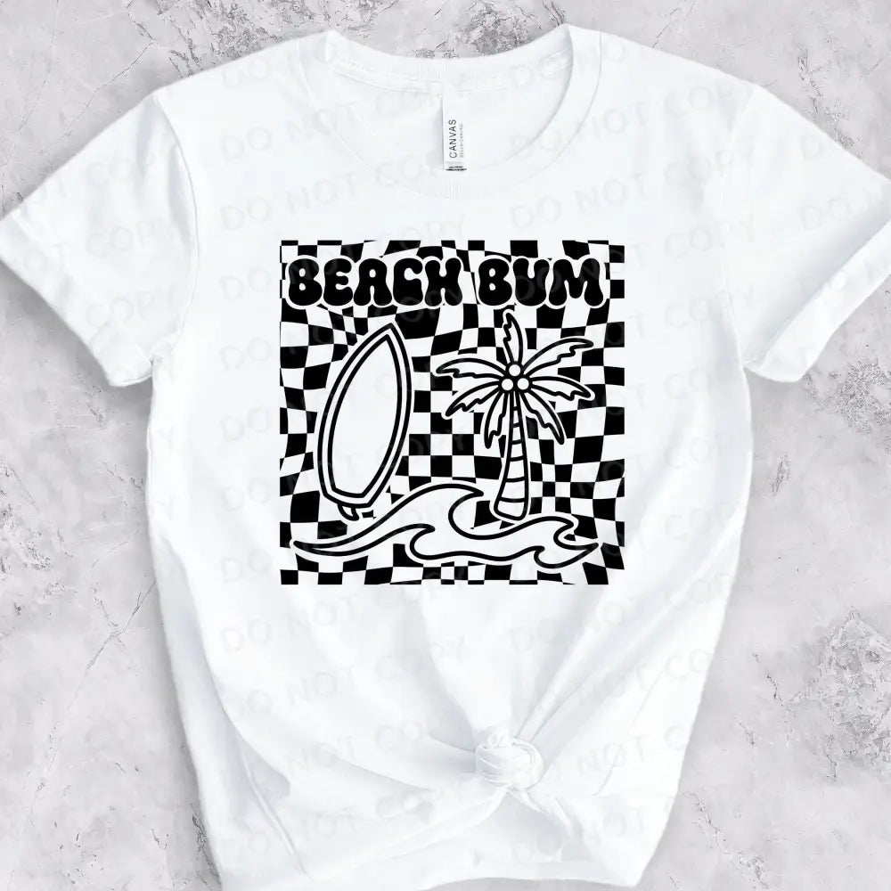 Beach Bum Dtf Transfers Clear Film Ready To Press Heat Transfer Direct Print Palm Tree Black White