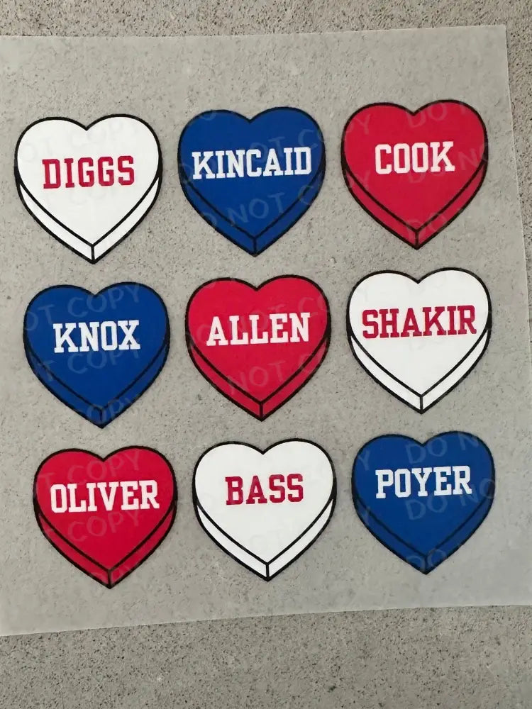 Buffalo Players Valentine Conversation Hearts Dtf Transfers Ready To Press Heat Transfer Direct