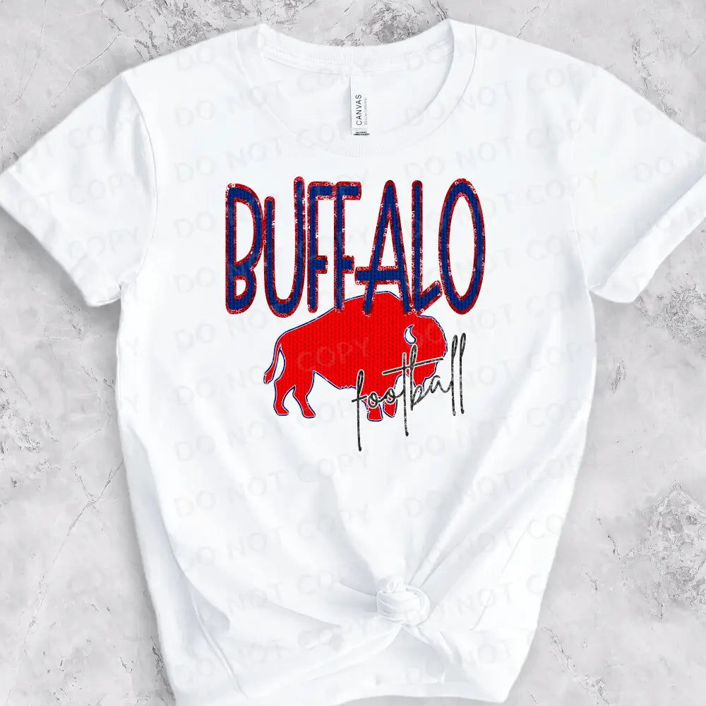 Buffalo Football Faux Sequins Sparkle Dtf Transfers Ready To Press Heat Transfer Direct Film Print