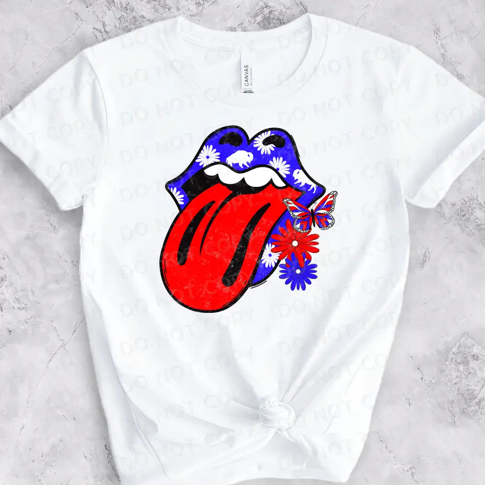 Buffalo Football Red Blue Lips Tongue Flowers Bills Dtf Transfers Ready To Press Heat Transfer