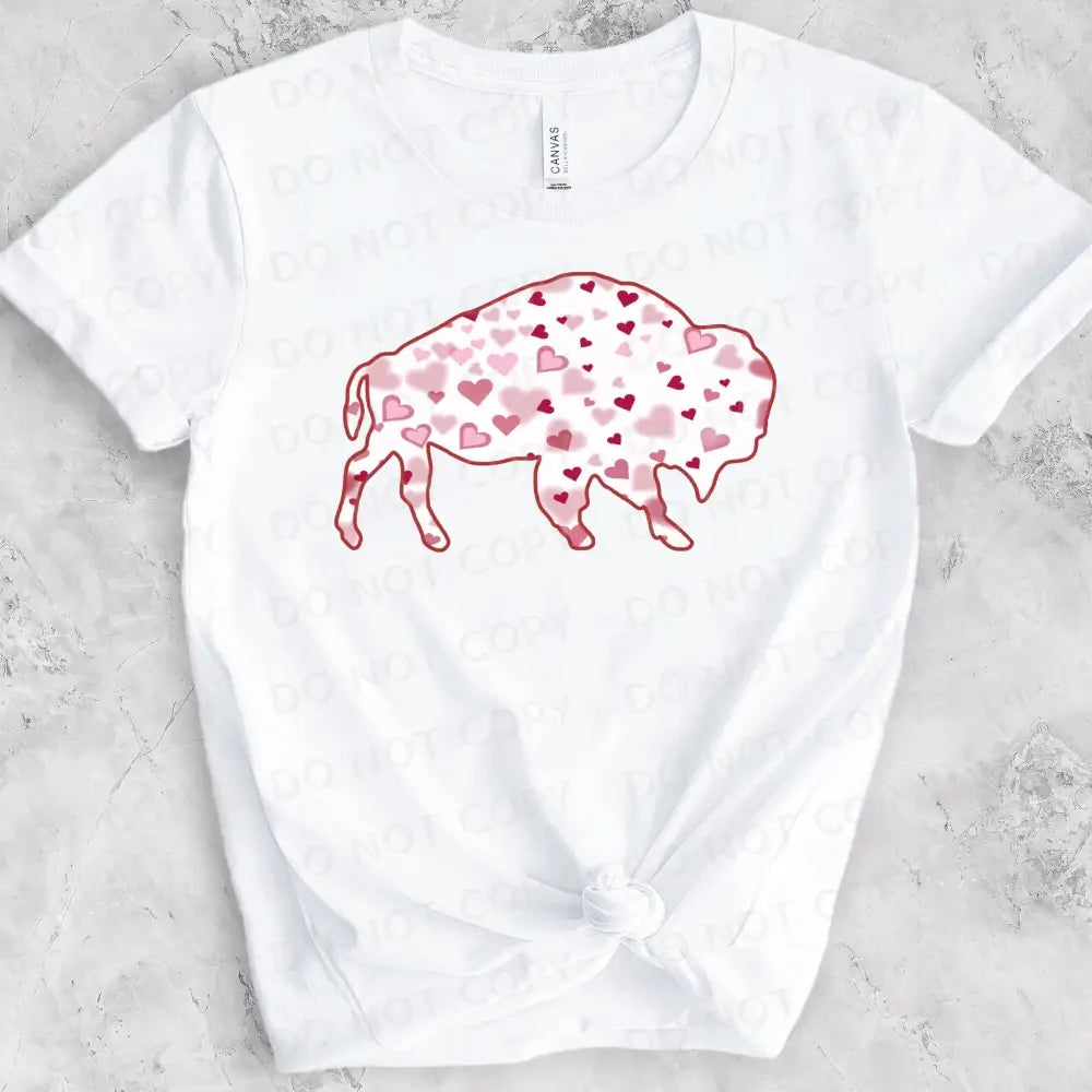 Buffalo Pink Hearts Valentine Dtf Transfers Ready To Press Heat Transfer Direct Film Print Football