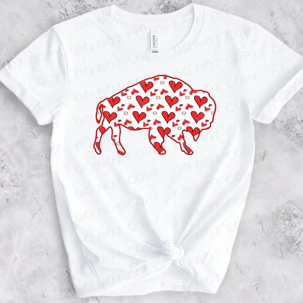 Buffalo Red Hearts Valentine Dtf Transfers Ready To Press Heat Transfer Direct Film Print Football