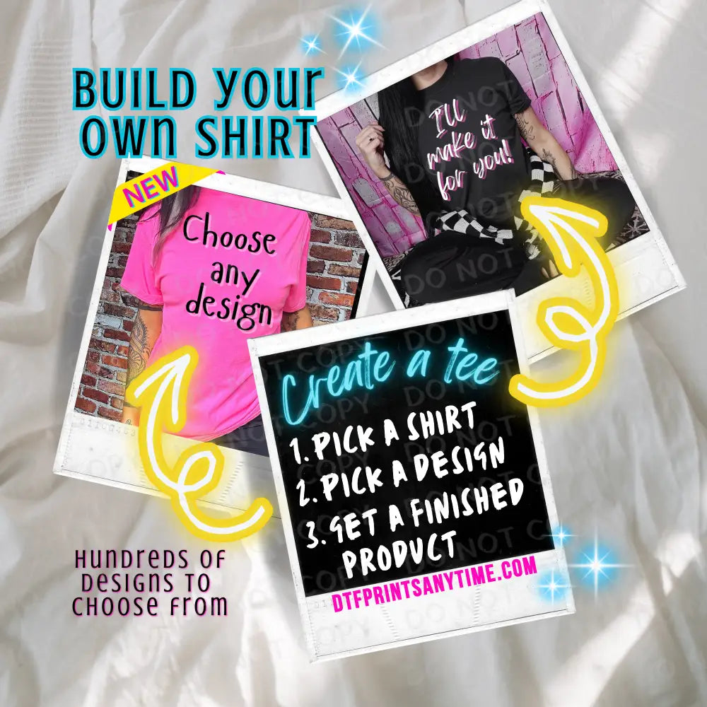 Build A Tee Create Your Own Shirt Pick Any Design And Color Mix Match Finished Product Adult Size