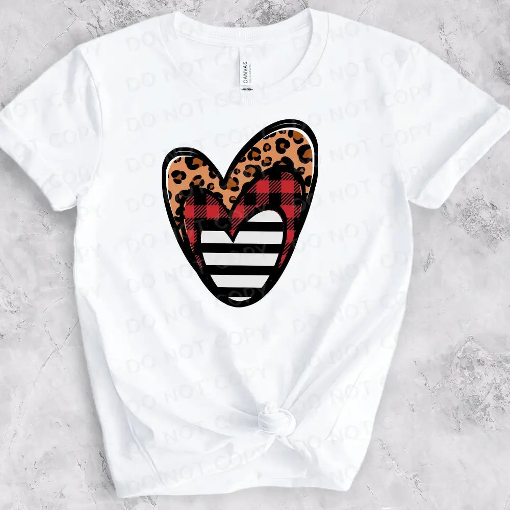 Cheetah Check Stripe Hearts Valentine’s Day Dtf Transfers Ready To Press Heat Transfer Direct