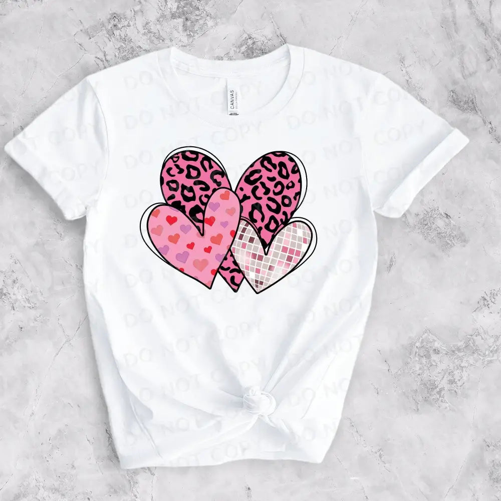 Cute Hearts Valentine’s Day Dtf Transfers Ready To Press Heat Transfer Direct Film Print Hand Drawn