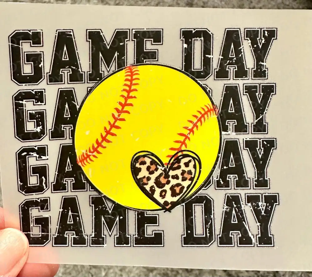 Game Day Softball Distressed Ball Dtf Transfers Clear Film Prints Ready To Press Heat Transfer