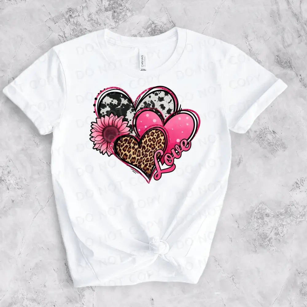 Hearts Flower Animal Print Valentine’s Day Design Dtf Transfers Ready To Press Heat Transfer