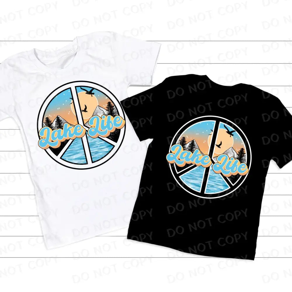 Lake Life Peace Dtf Transfers Clear Film Ready To Press Heat Transfer Direct Print Mountain Birds