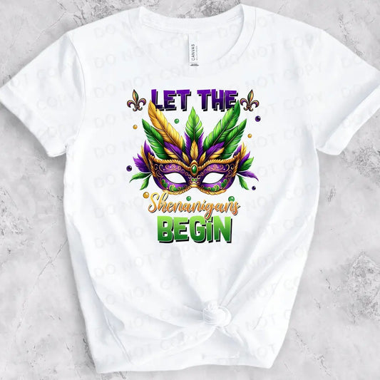 Let The Shenanigans Begin Mardi Gras Mask Dtf Transfers Ready To Press Heat Transfer Direct Film