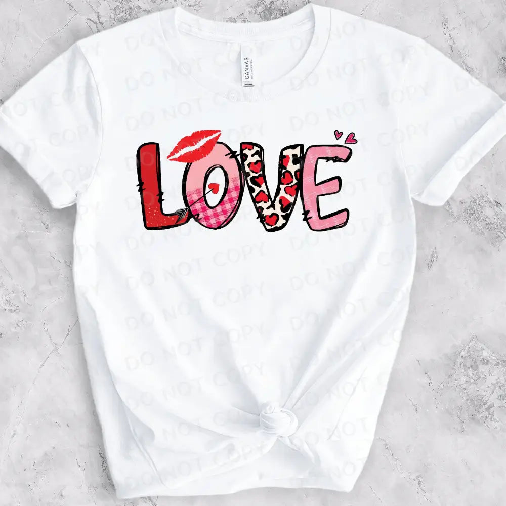 Love Kisses Valentine Dtf Transfers Ready To Press Heat Transfer Direct Film Print Hand Drawn