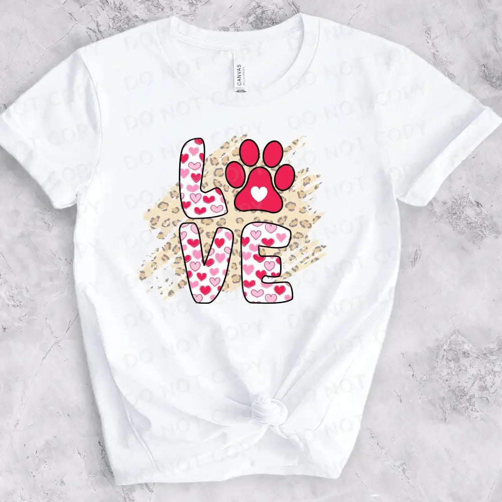 Love Paw Valentine’s Day Dtf Transfers Ready To Press Heat Transfer Direct Film Print