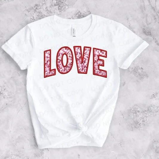 Lovr Pink Glitter Sparkle Sequins Valentine’s Day Dtf Transfers Ready To Press Heat Transfer