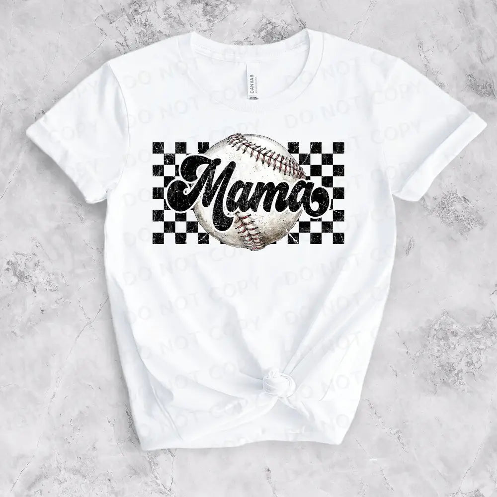 Mama Baseball Checked Retro Distressed Dtf Transfers Clear Film Prints Ready To Press Heat Transfer
