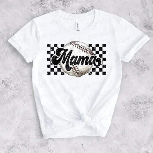 Mama Baseball Checked Retro Distressed Dtf Transfers Clear Film Prints Ready To Press Heat Transfer