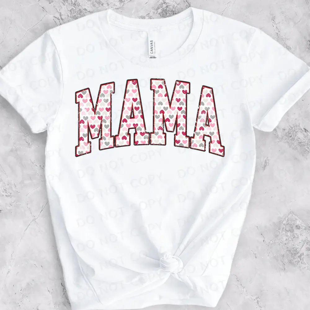 Mama Pink Hearts Valentine’s Day Dtf Transfers Ready To Press Heat Transfer Direct Film Print