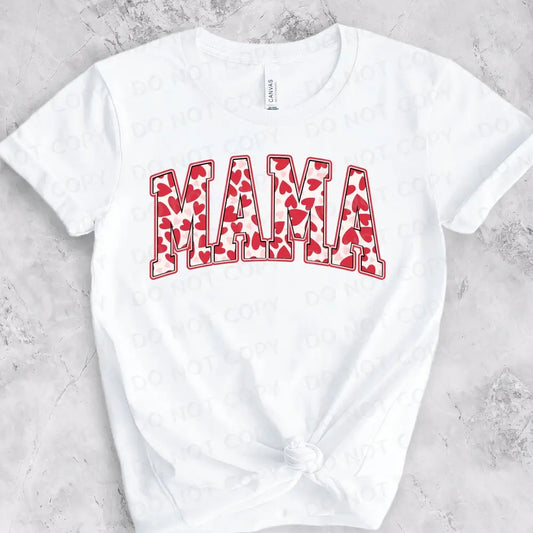Mama Red Hearts Valentine’s Day Dtf Transfers Clear Film Print Transfer Ready To Press Heat