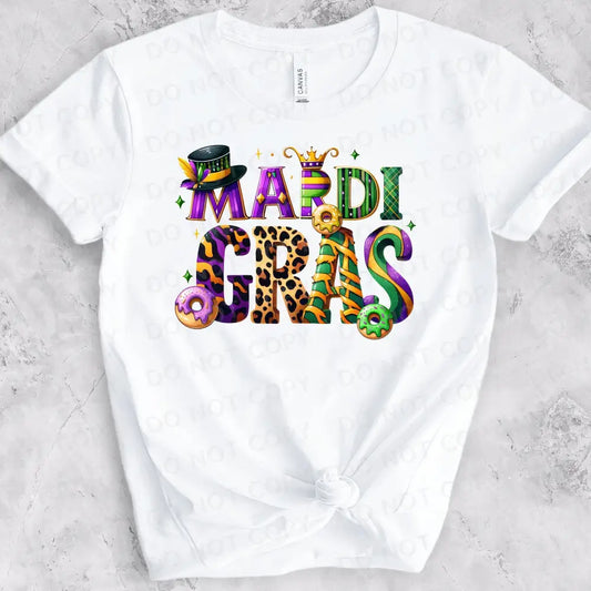 Mardi Gras Hat Dtf Transfers Ready To Press Heat Transfer Direct Film Print Purple Gold Green