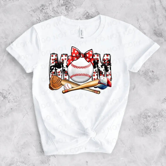 Mom Baseball Bat Ball Bow Dtf Transfers Clear Film Prints Ready To Press Heat Transfer Direct Print