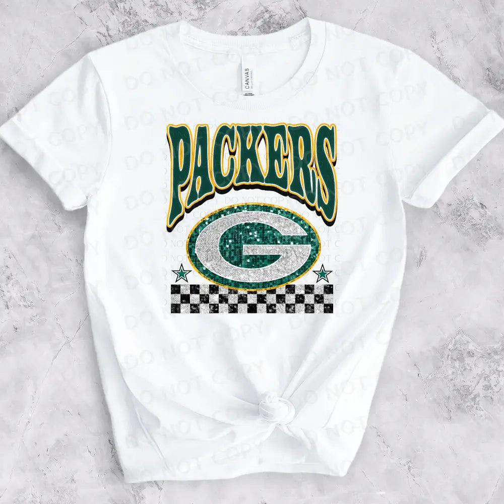 Packers Bling Faux Sequins Dtf Transfer