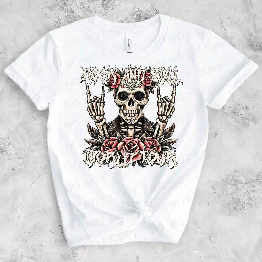 Rock And Roll World Tour Dtf Transfers Ready To Press Heat Transfer Direct Film Print Skeleton