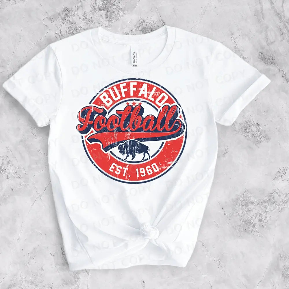 Round Distressed Buffalo Football Dtf Transfers Ready To Press Heat Transfer Direct Film Print