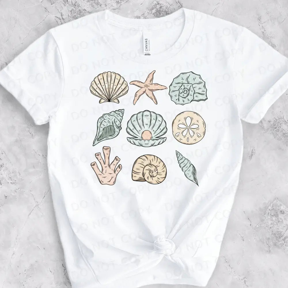 Sea Shell Grid Dtf Transfers Clear Film Ready To Press Heat Transfer Direct Print Pastel