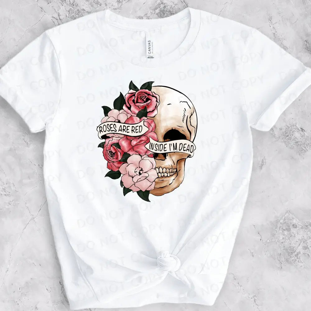 Skull Roses Are Red Valentine’s Day Dtf Transfers Ready To Press Heat Transfer Direct Film Print