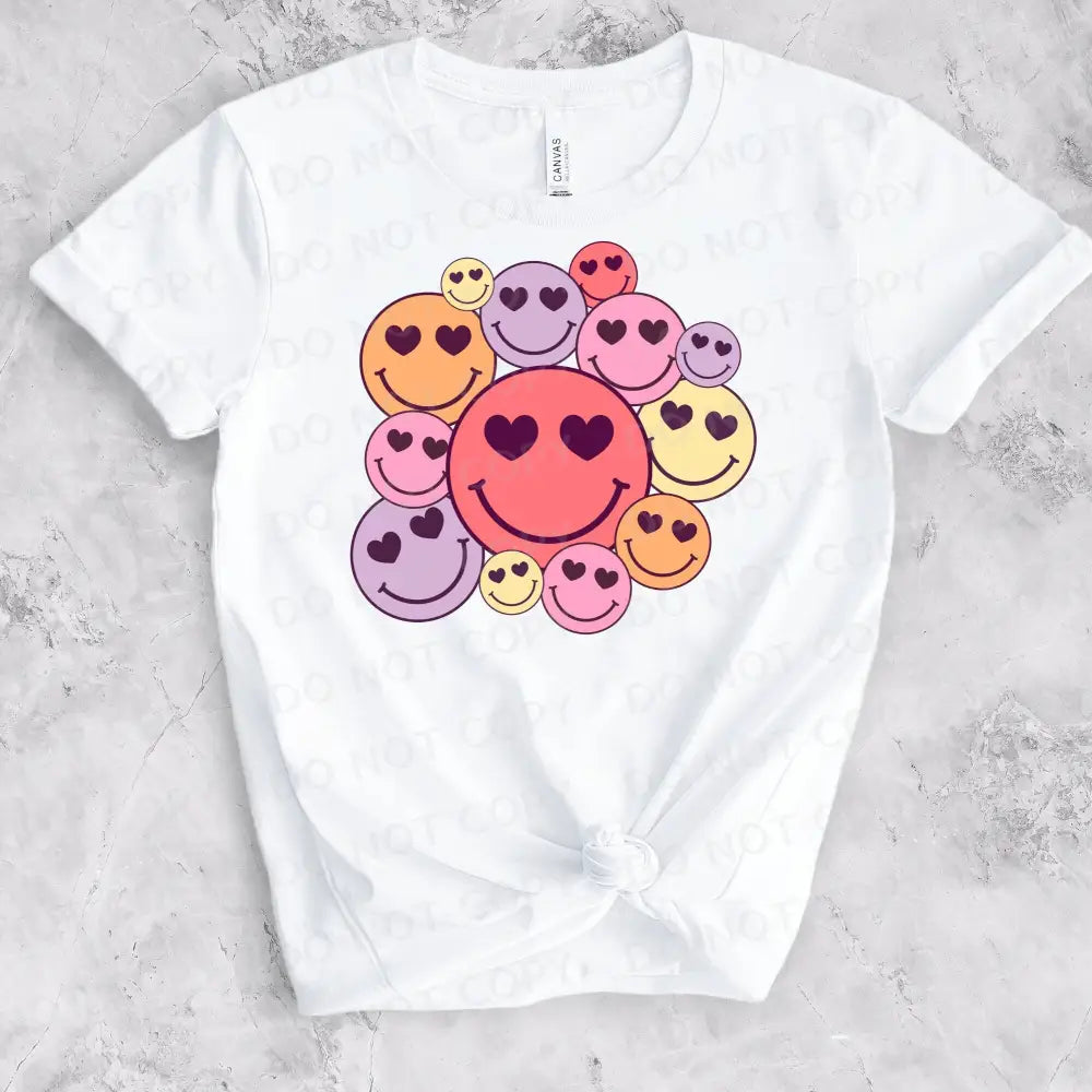 Smiley Face Heart Valentine’s Day Dtf Transfers Ready To Press Heat Transfer Direct Film Print