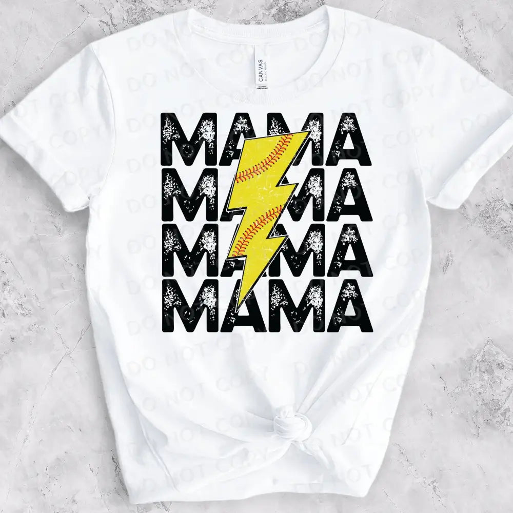 Softball Mama Lightening Bolt Baseball Dtf Transfers Clear Film Prints Ready To Press Heat Transfer
