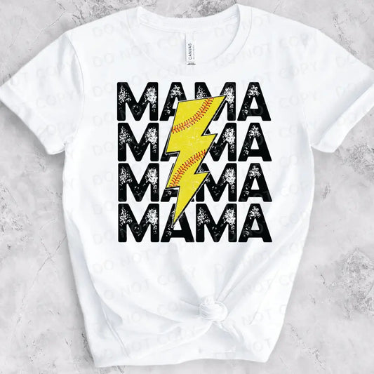 Softball Mama Lightening Bolt Baseball Dtf Transfers Clear Film Prints Ready To Press Heat Transfer