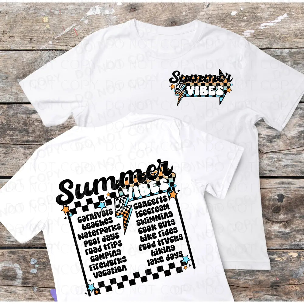 Summer Vibes List Set Of Two Dtf Transfer