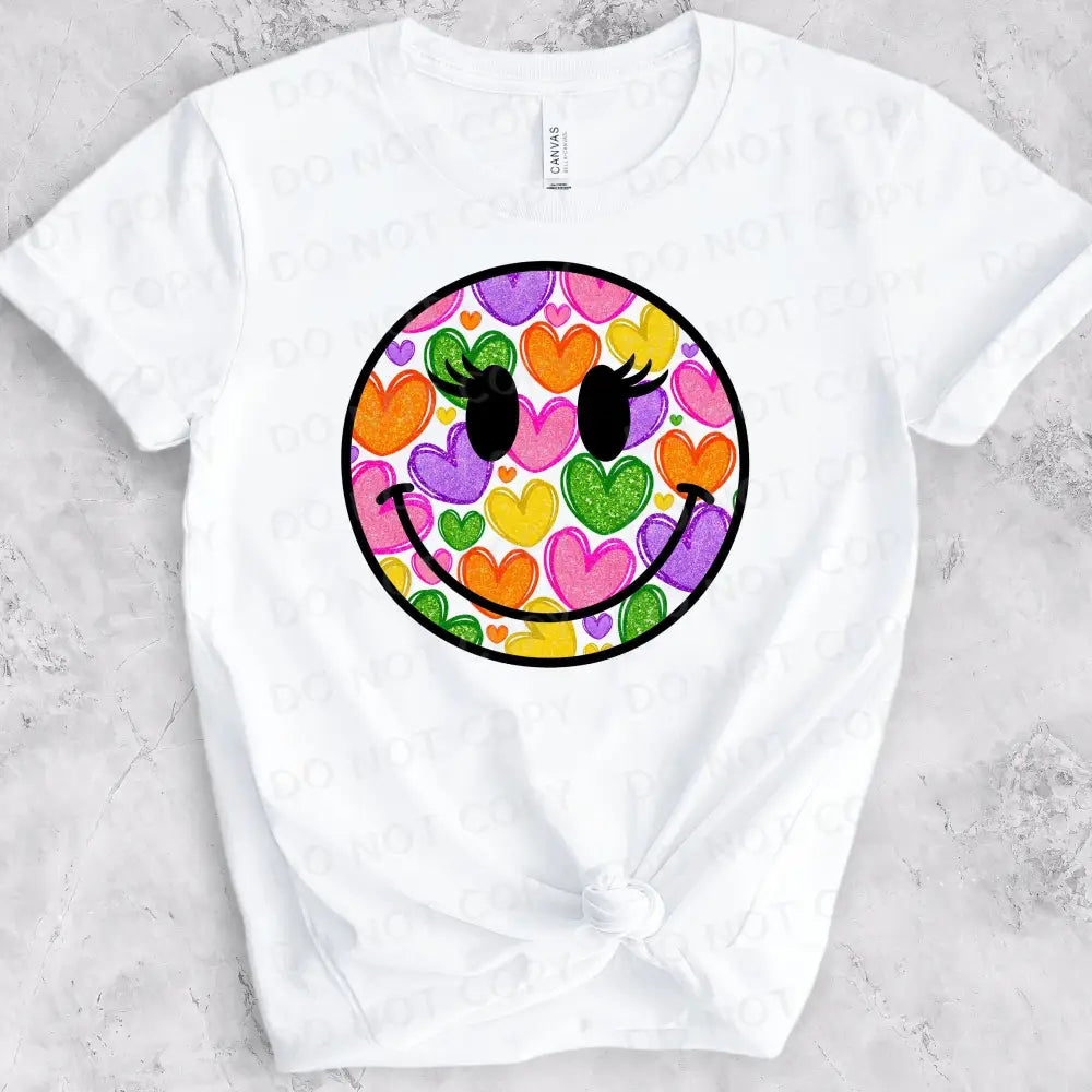 Valentine Vibes Smiley Heart Sparkle Dtf Transfers Clear Film Print Ready To Press Heat Transfer