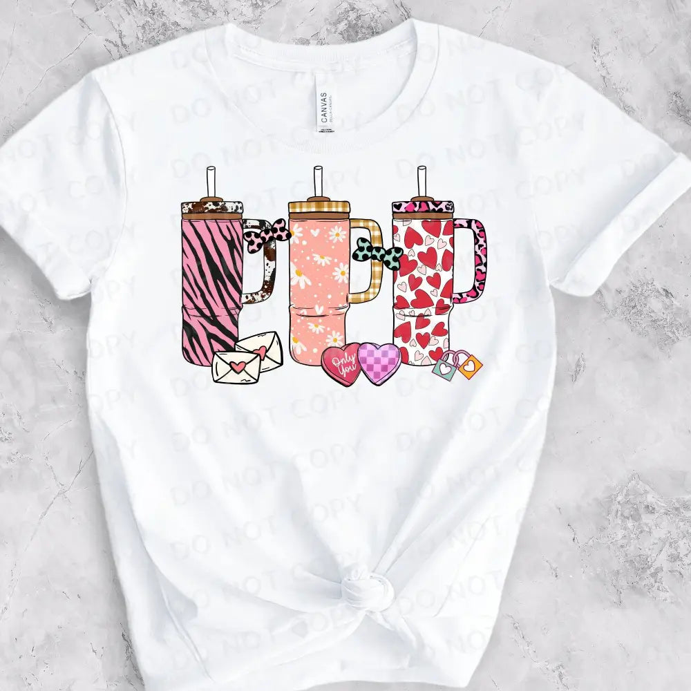 Valentine’s Day Stanley Hearts Dtf Transfers Ready To Press Heat Transfer Direct Film Print