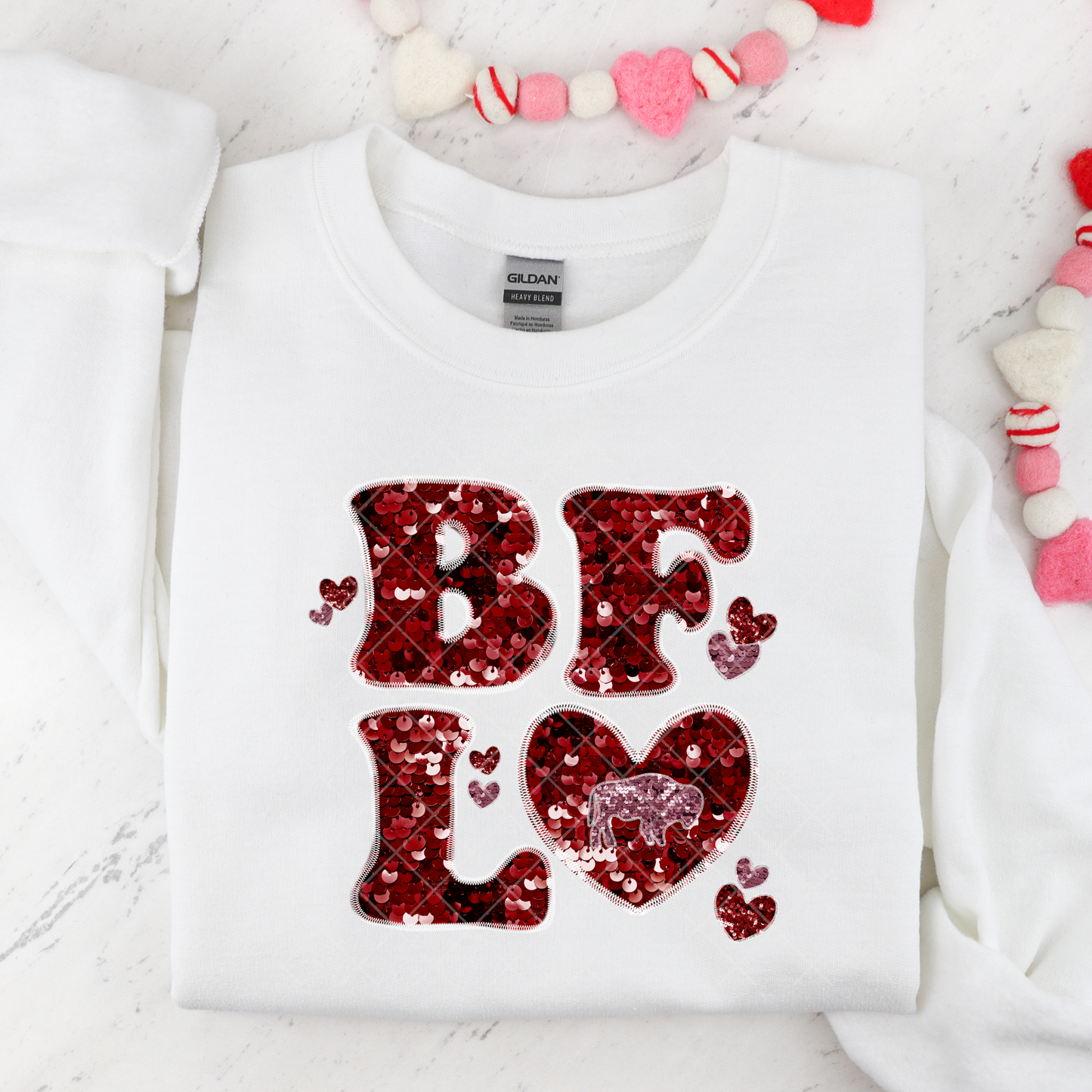 BFLO Heart Faux Sequins DTF Transfer
