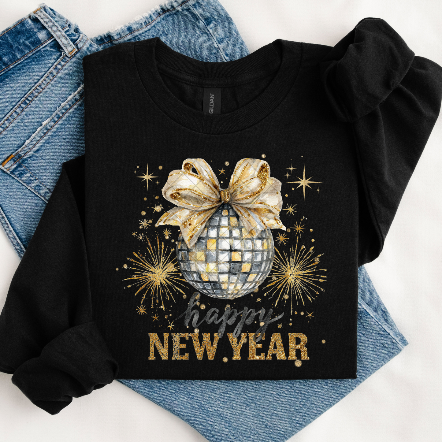 Gold New Year DTF Transfer