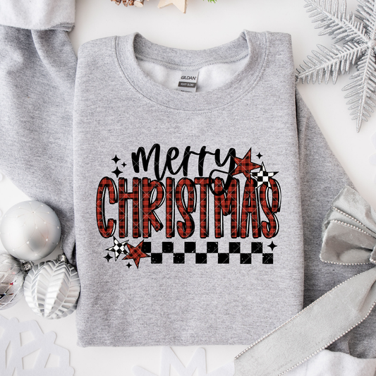 Red Checkered Merry Christmas DTF Transfer