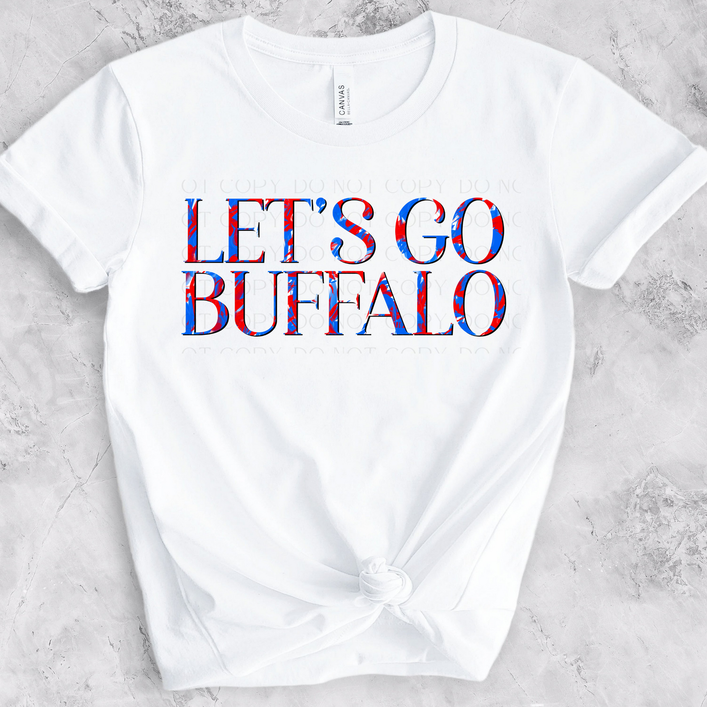 Let's Go Buffalo Red and Blue DTF Transfer