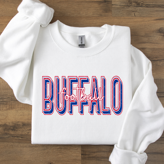 Buffalo Football Red White Blue DTF Transfer