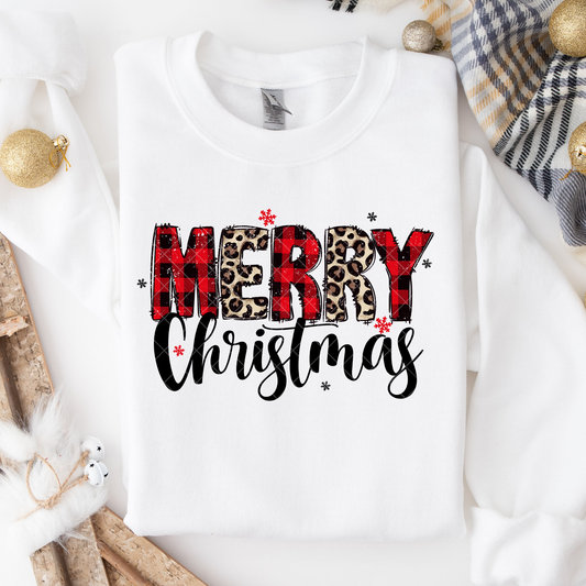 Plaid and Leopard Merry Christmas DTF Transfer