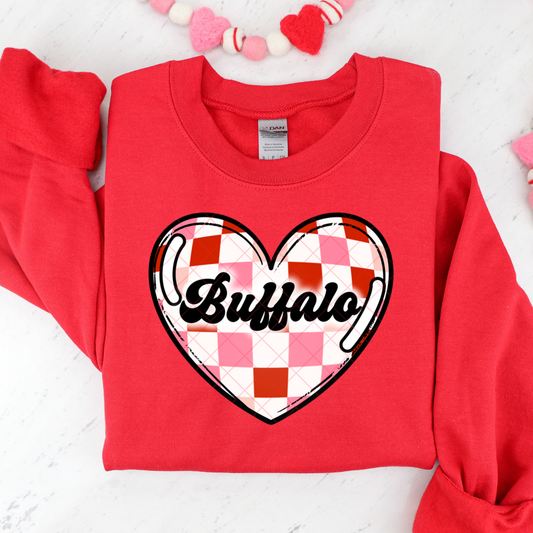 Buffalo Checkered Heart DTF Transfer